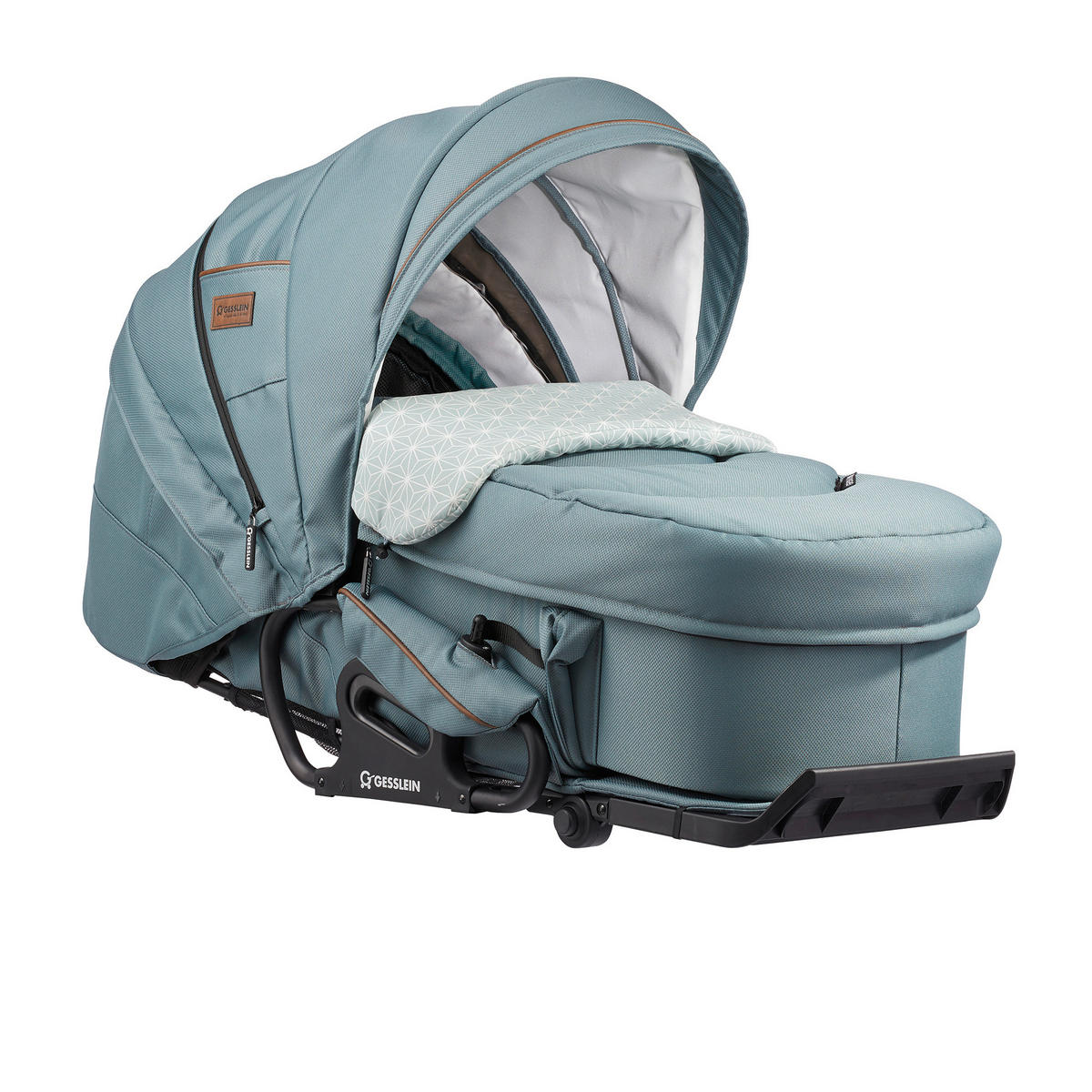 KINDERWAGENSET  F4 Air+   - Petrol/Schwarz, Basics, Textil/Metall (57/129/100cm) - Gesslein
