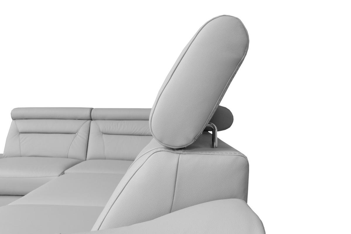 ECKSOFA  in Lederlook Echtleder Platinfarben  - Platinfarben/Wengefarben, Design, Leder/Holz (212/260cm) - Celina Home