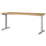 SCHREIBTISCH 180/80/72-118 cm  in Silberfarben, Eichefarben  - Eichefarben/Silberfarben, MODERN, Holzwerkstoff/Metall (180/80/72-118cm) - Novel