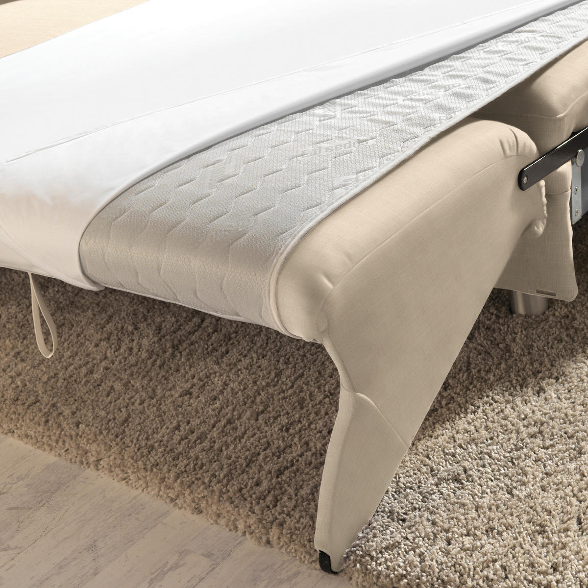 ECKSOFA in Chenille Creme  208/227 cm  - Creme/Alufarben, KONVENTIONELL, Textil/Metall (208/227cm) - Sedda