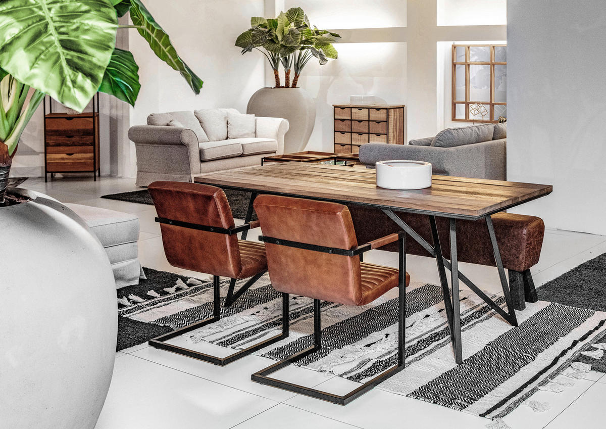 ESSTISCH in Holz 180/90/76 cm  - Schwarz/Braun, MODERN, Holz/Metall (180/90/76cm) - Livetastic