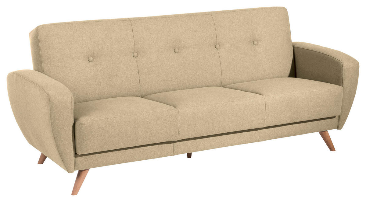 3-SITZER-SOFA Samt, Velours Beige  - Beige/Naturfarben, Design, Holz/Textil (208/85/82cm) - Max Winzer