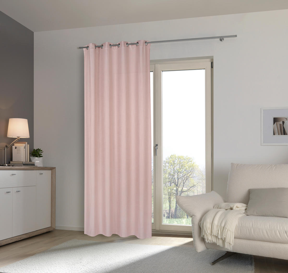 RINGLIS FÜGGÖNY részben fényzáró  - rózsaszín, Basics, textil (135/270cm) - Esposa