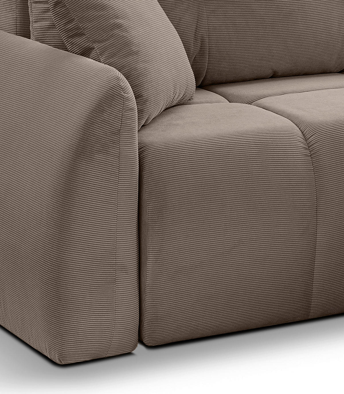 ECKSOFA Beigebraun Cord  - Beigebraun/Schwarz, Basics, Kunststoff/Textil (255/155cm) - MID.YOU