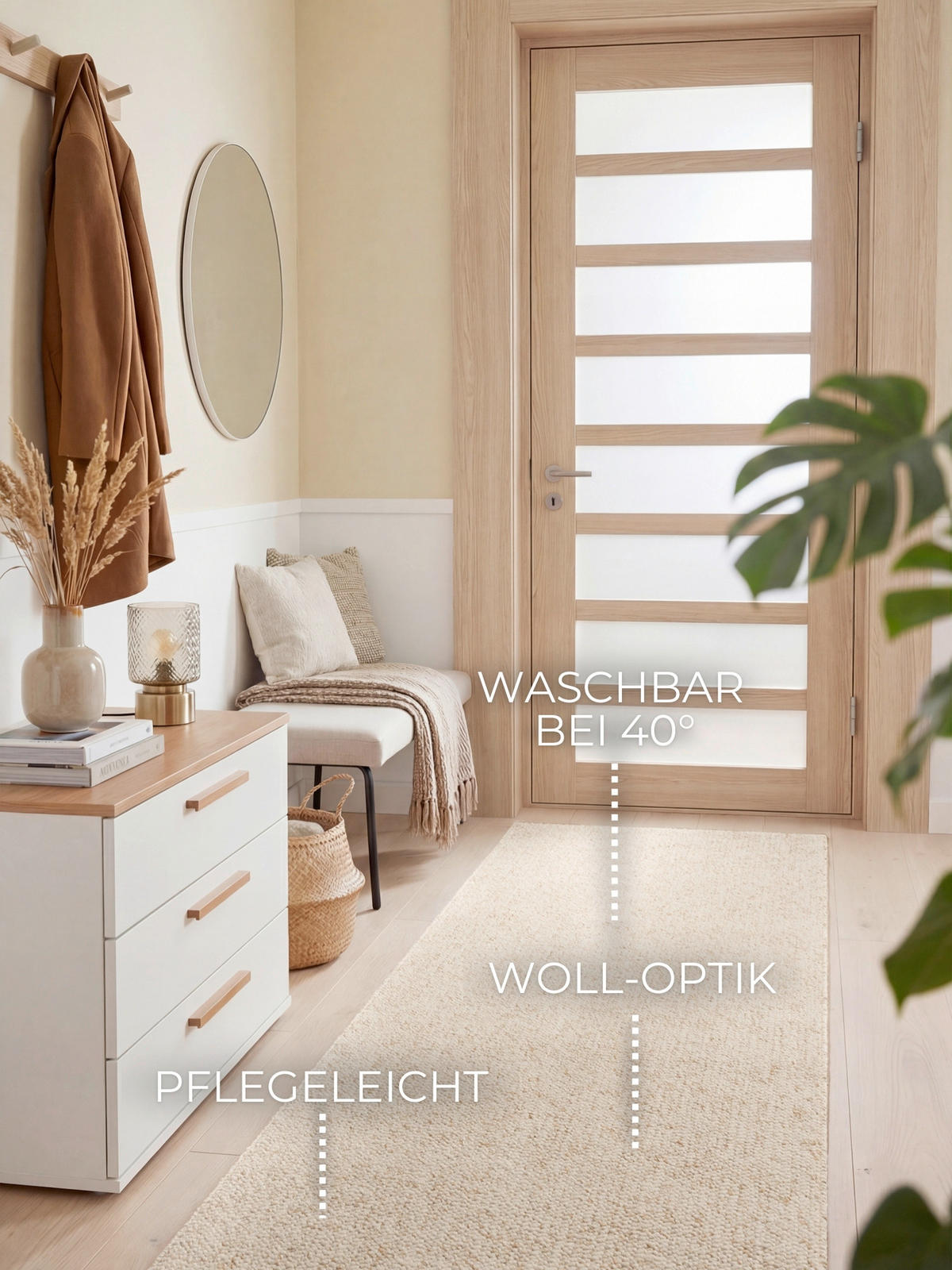 LÄUFER 80/240 cm Rocco Creme, Champagner  - Champagner/Creme, Basics, Kunststoff (80/240cm) - Elle Decoration