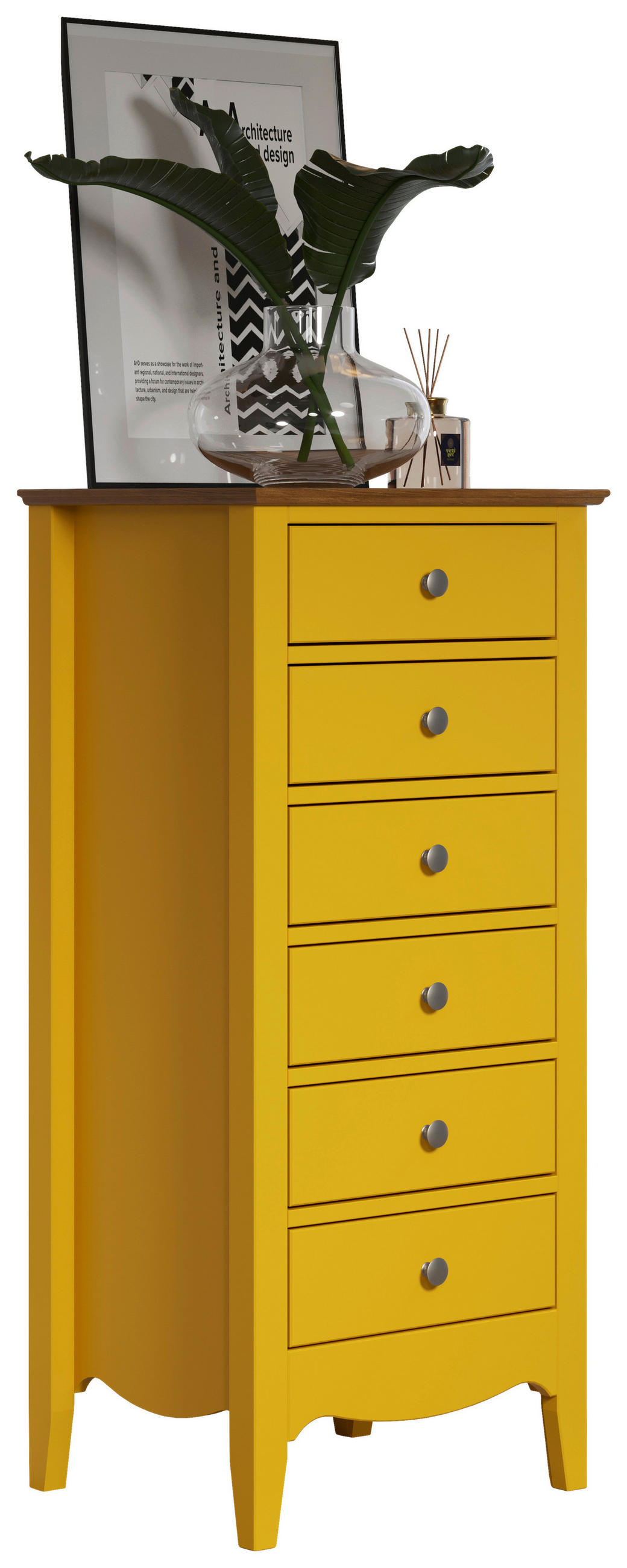 KOMMODE  in 50/110/42 cm  - Dunkelbraun/Gelb, LIFESTYLE, Holz/Holzwerkstoff (50/110/42cm)