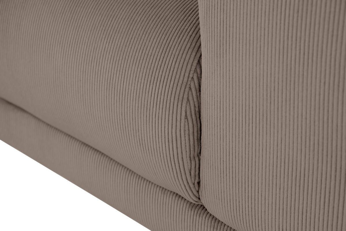 ECKSOFA ERNO in Cord Taupe  262/183 cm  - Taupe/Schwarz, Design, Textil/Metall (262/183cm) - MID.YOU