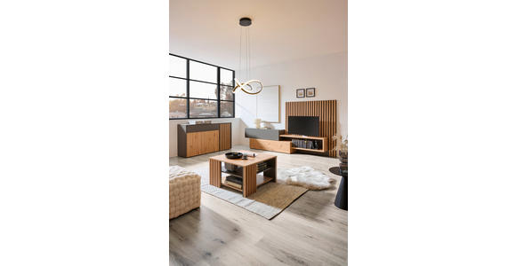 WOHNWAND in Grau, Eiche Artisan 288,5/152,5/42,5 cm - Eiche Artisan/Grau, MODERN, Holzwerkstoff (288,5/152,5/42,5cm) - Carryhome