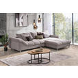 ECKSOFA Grau, Silberfarben Webstoff  - Silberfarben/Grau, Design, Textil/Metall (337/228cm) - Carryhome