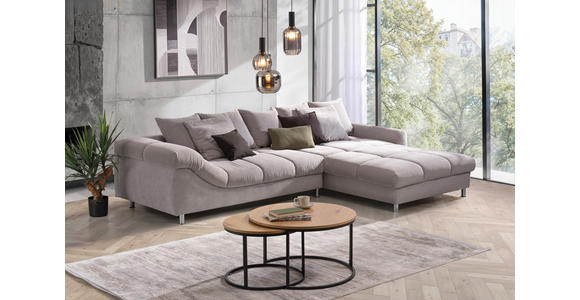 ECKSOFA Grau, Silberfarben Webstoff - Silberfarben/Grau, Design, Textil/Metall (337/228cm) - Carryhome