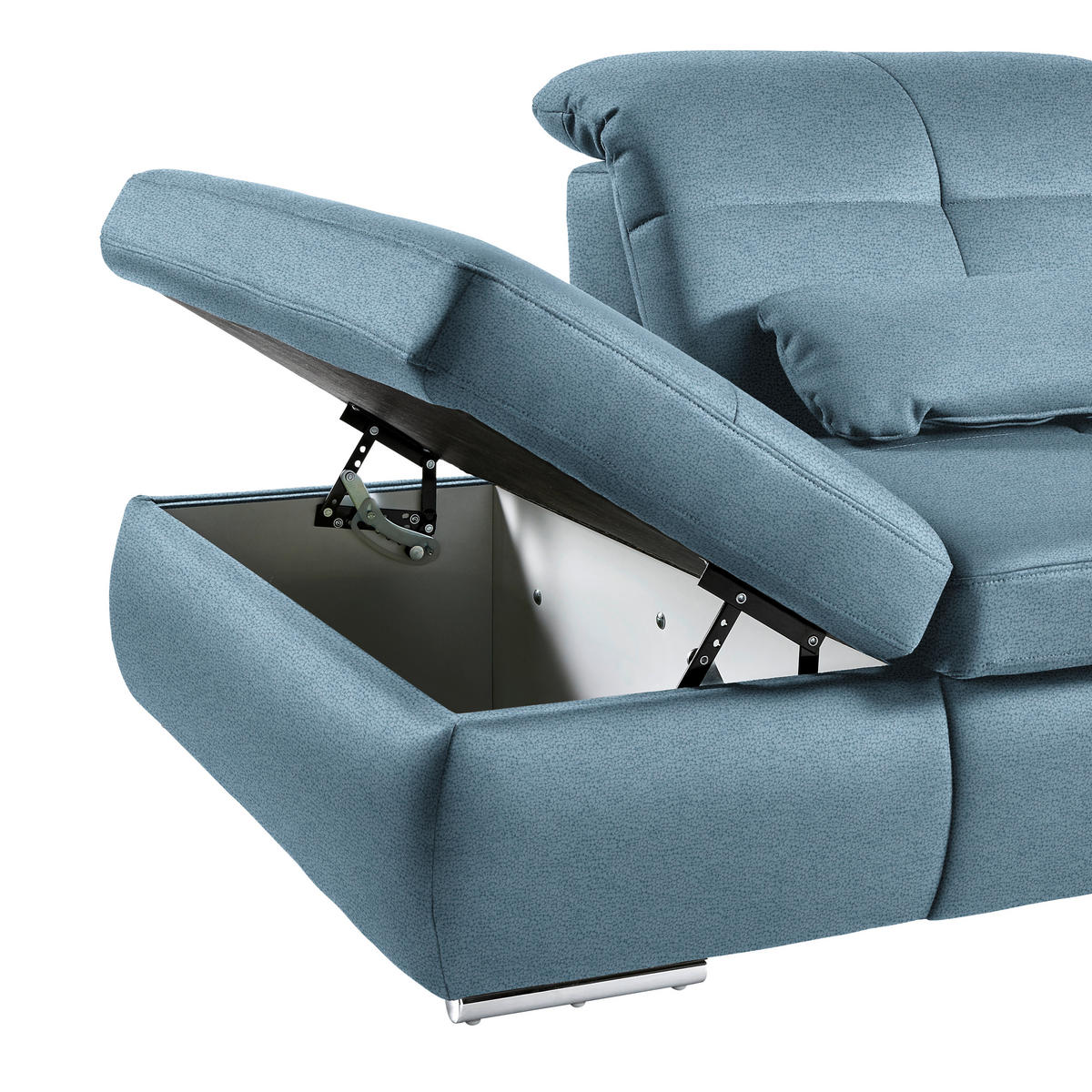 WOHNLANDSCHAFT  in Mikrofaser Hellblau  - Chromfarben/Hellblau, Design, Holzwerkstoff/Textil (260/371/195cm) - Beldomo Style