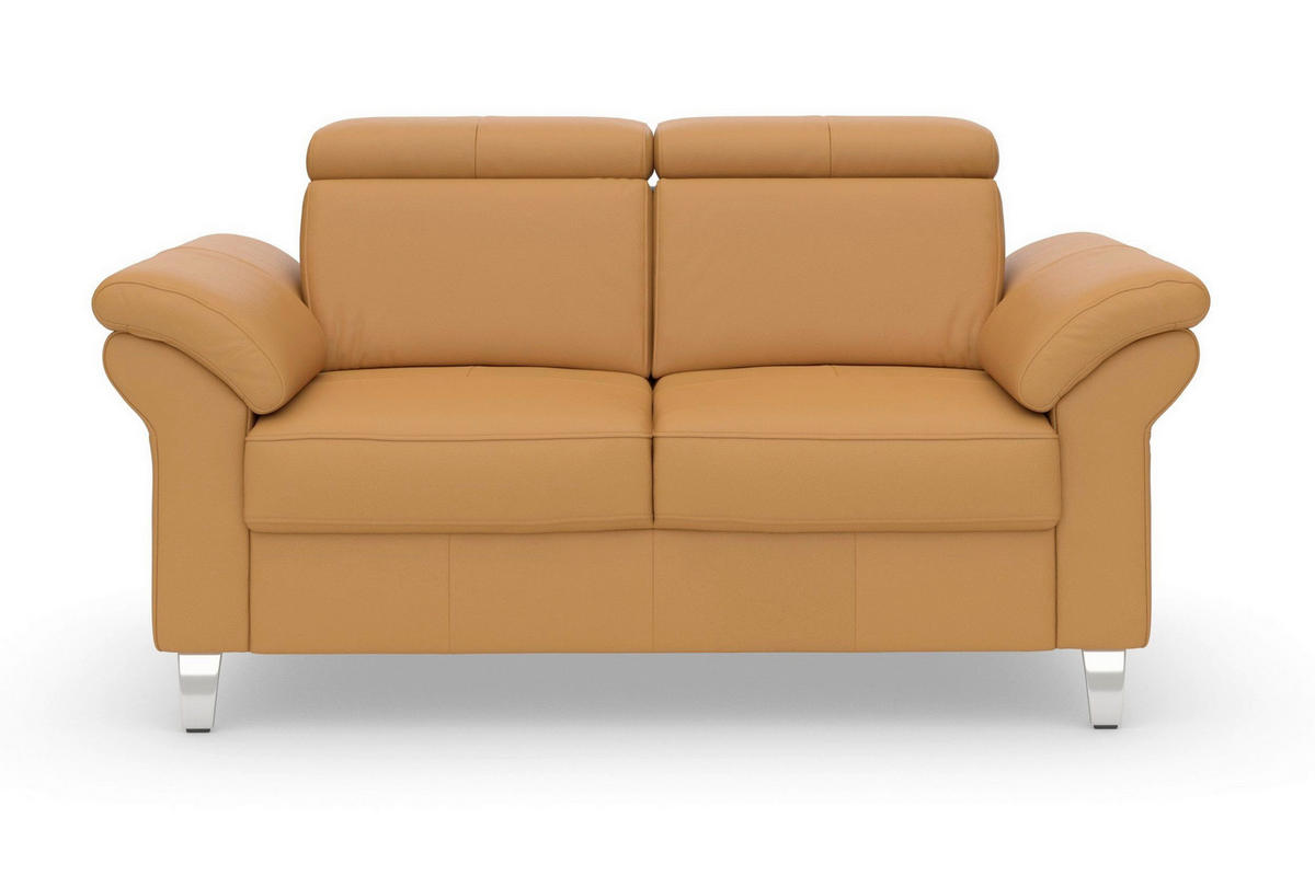2-SITZER-SOFA ARNGAST E Currygelb Echtleder  - Chromfarben/Currygelb, Basics, Leder/Textil (156/84/93cm) - Sit & More