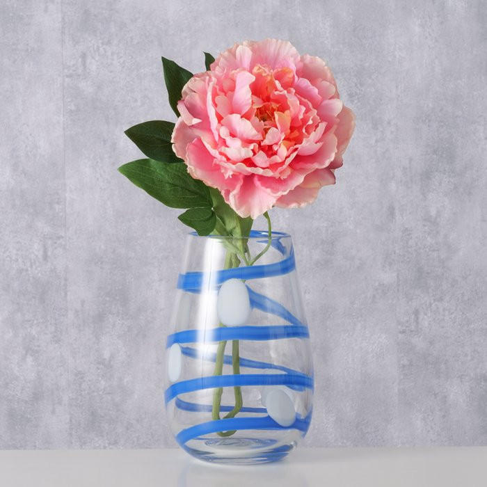 VAS 12 cm  - vit/blå, Trend, glas (22cm)