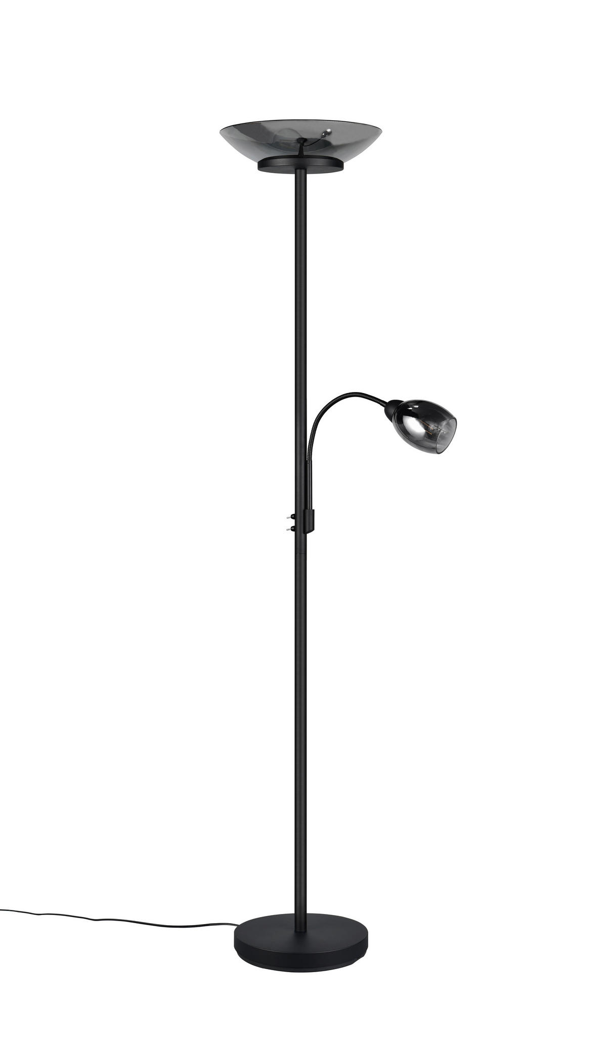 STEHLEUCHTE - Schwarzchrom/Schwarz, Lifestyle, Glas/Metall (34/180cm)