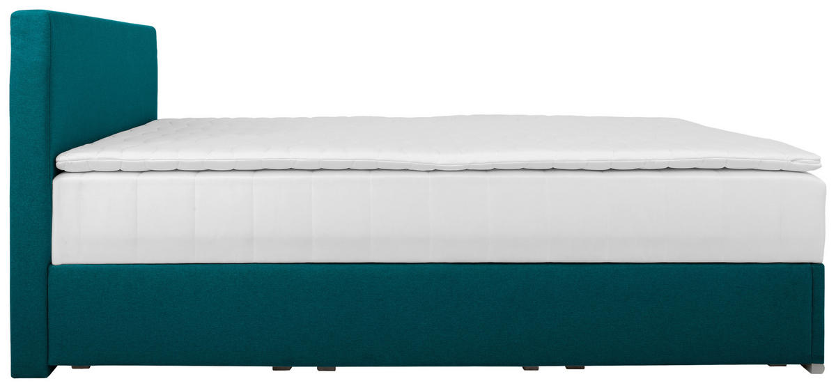 POLSTERBETT Bettkasten, Topper 140/200 cm  in Petrol  - Chromfarben/Petrol, KONVENTIONELL, Holz/Kunststoff (140/200cm) - MID.YOU