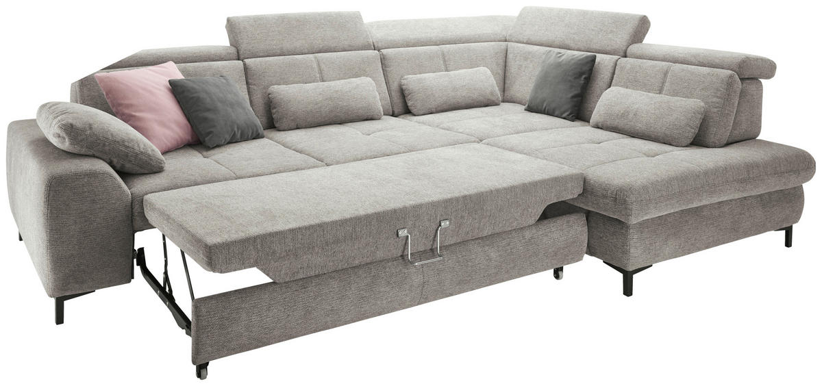 ECKSOFA Grau Webstoff  - Schwarz/Grau, KONVENTIONELL, Textil/Metall (314/220cm) - SetOne by Musterring