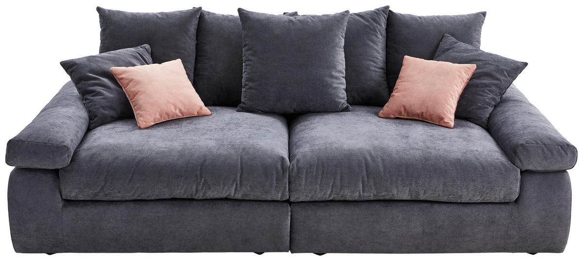 BIGSOFA Feincord Anthrazit, Rosa  - Anthrazit/Schwarz, Design, Kunststoff/Textil (260/90/140cm) - Carryhome