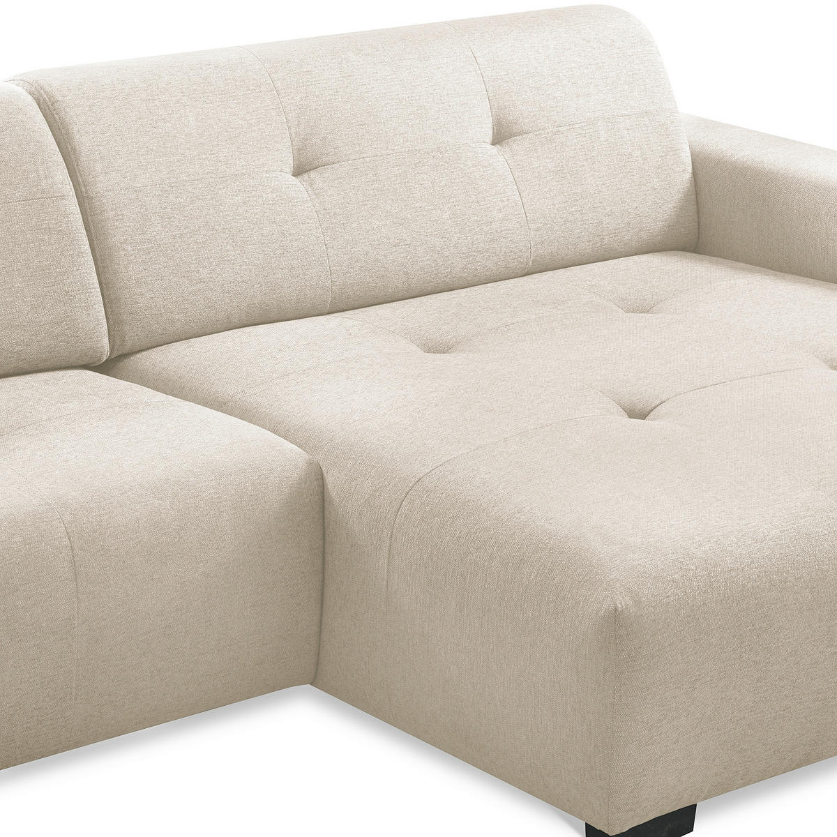 ECKSOFA AUSTIN Beige Flachgewebe Sitztiefenverstellung  - Beige/Schwarz, Design, Kunststoff/Textil (286/169cm) - Livetastic