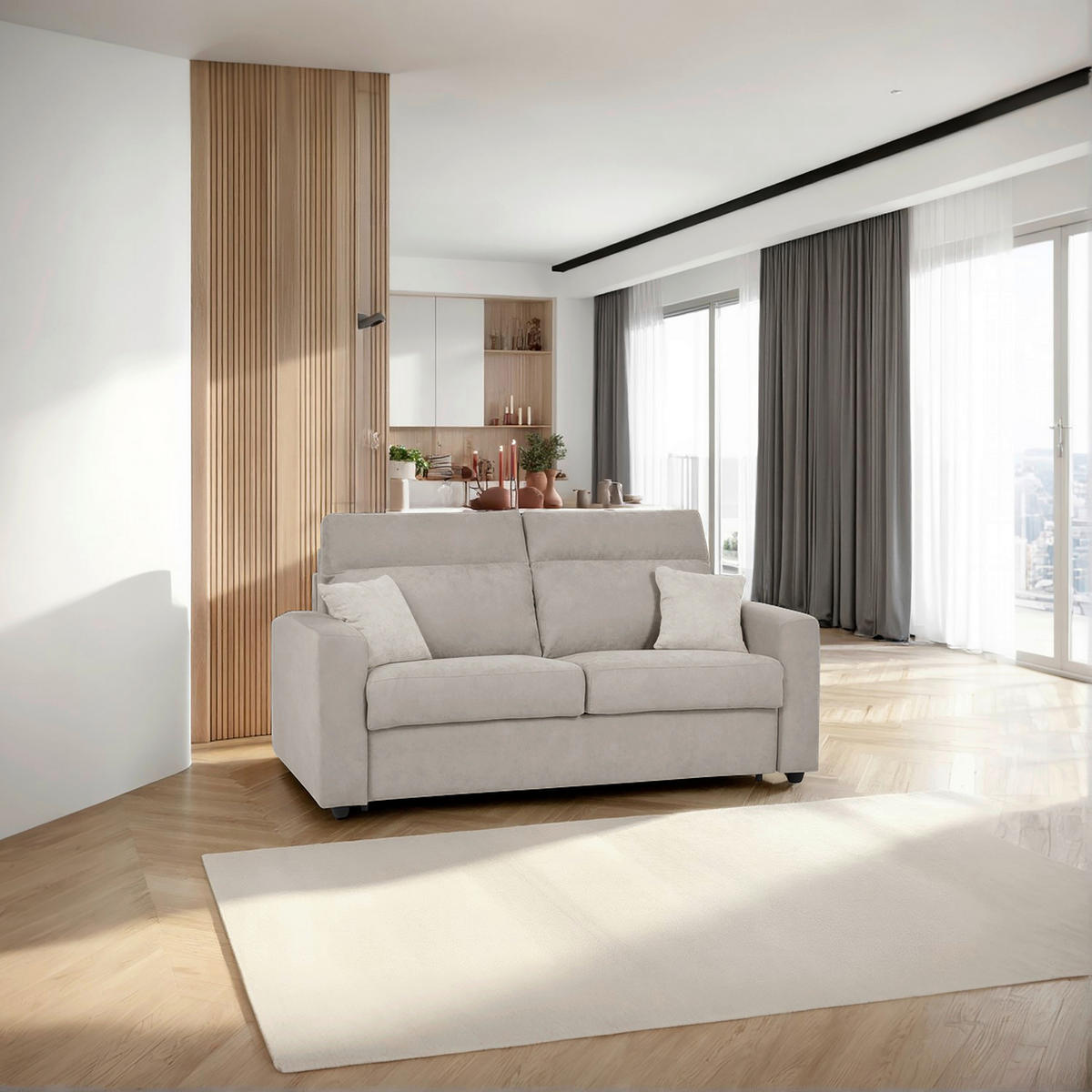 SCHLAFSOFA Mikrofaser Beige  - Beige/Creme, KONVENTIONELL, Kunststoff/Textil (186/101/101cm) - Carryhome