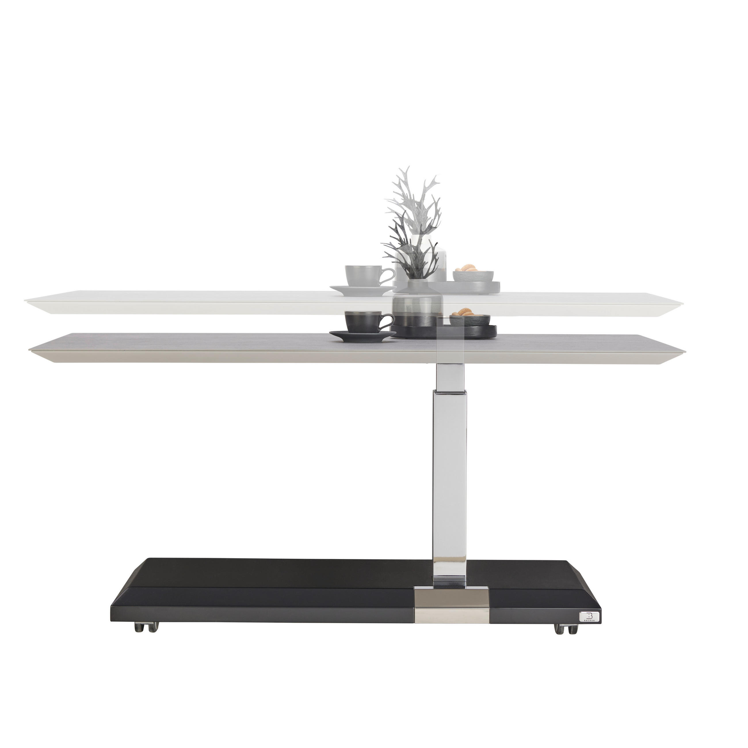 COUCHTISCH 110/60/46-62 cm rechteckig Grau, Schwarz  - Schwarz/Grau, MODERN, Keramik/Holzwerkstoff (110/60/46-62cm)