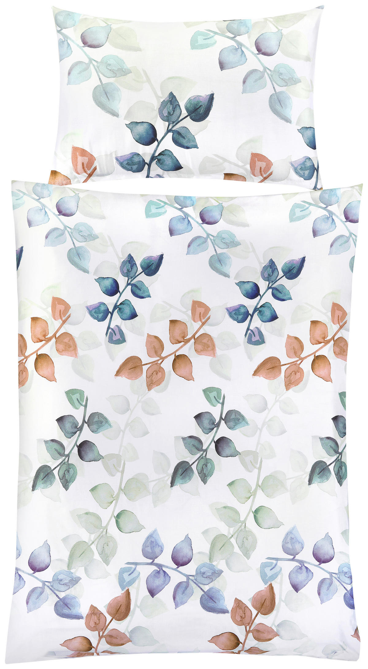 BETTWÄSCHESET Satin 160/210 cm  100 cm/65 cm  - Weiss/Pastellblau, Basics, Textil (160/210cm) - Ambiente