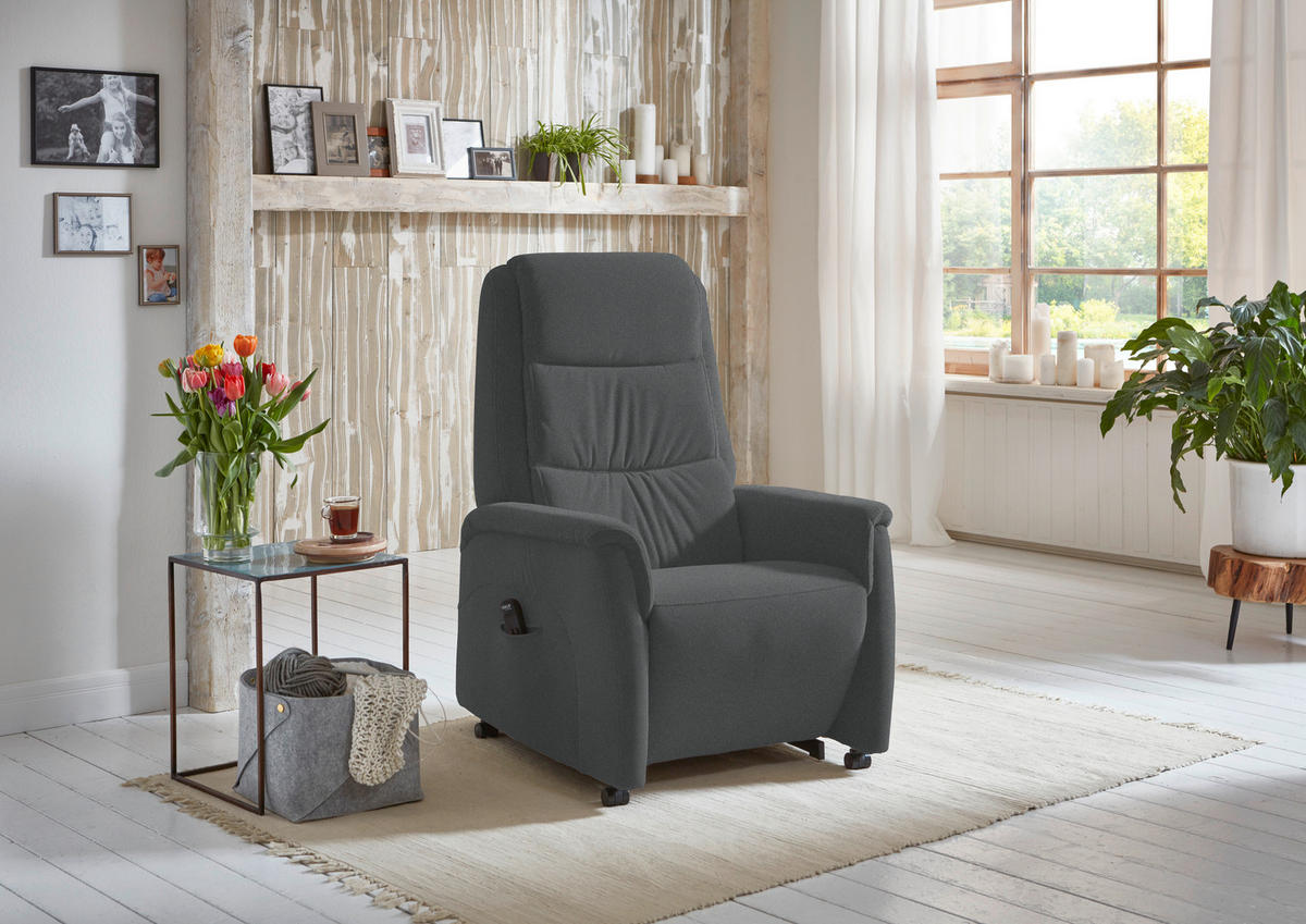 FERNSEHSESSEL in Mikrofaser Grau  - Schwarz/Grau, Konventionell, Kunststoff/Textil (70/107/88cm) - Livetastic