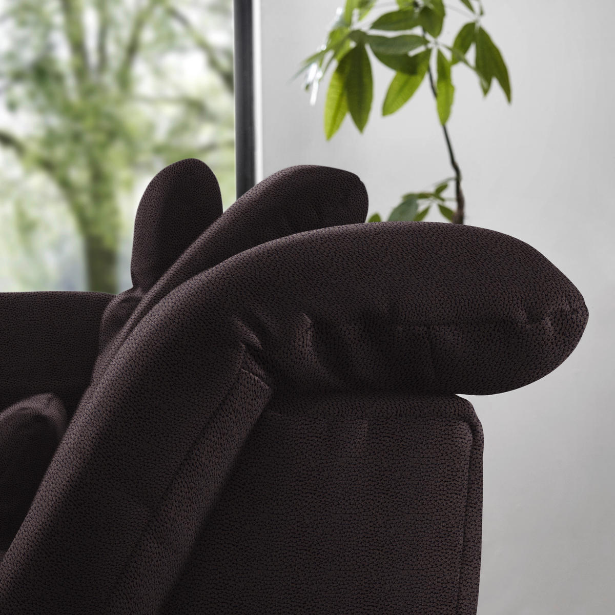 ECKSOFA  in Flachgewebe Schwarzbraun  195/309 cm  - Chromfarben/Schwarzbraun, Design, Textil (195/309cm) - Beldomo Style