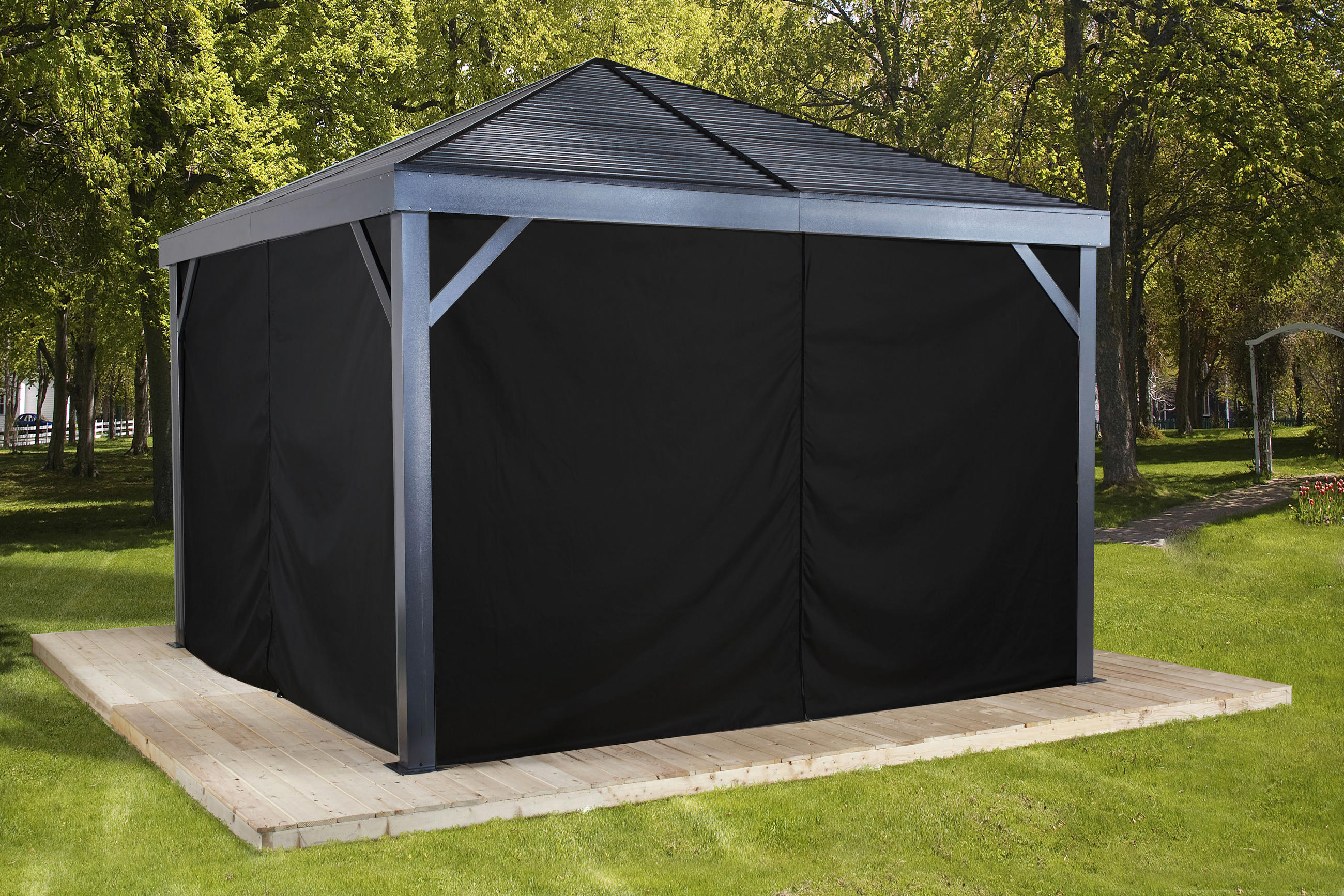 PAVILLON-SEITENTEIL  - Dunkelgrau/Anthrazit, Basics, Textil - Ambia Garden