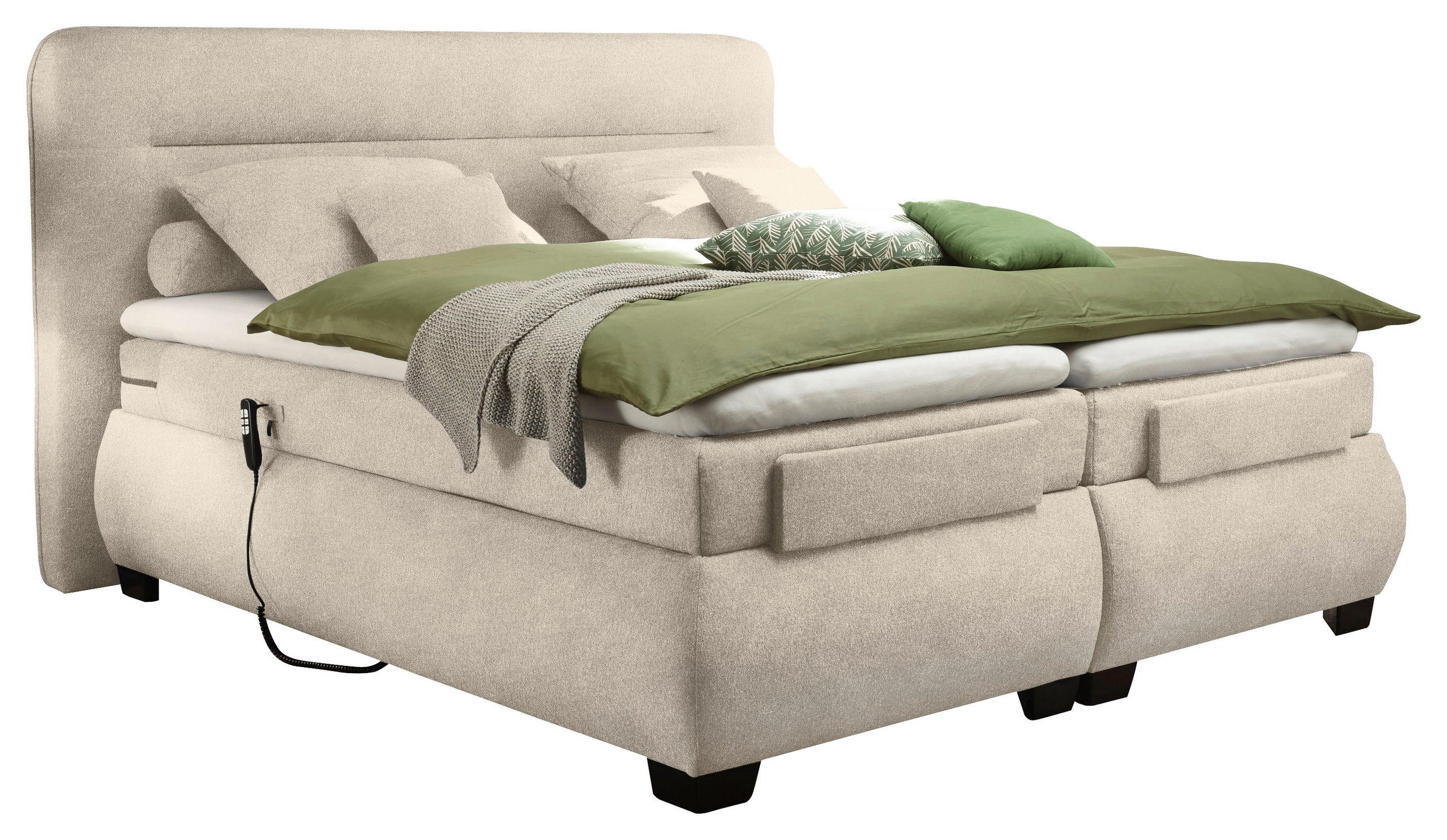 POSTELJA BOXSPRING 160 cm x 200 cm , tekstil peščene barve - črna/peščene barve, Konvencionalno, umetna masa/tekstil (160/200cm) - Esposa