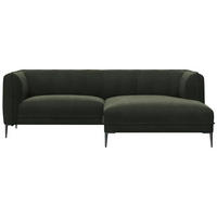 ECKSOFA Waldgrün Chenille, Webstoff, Flachgewebe  - Waldgrün/Schwarz, Design, Holz/Textil (211/149cm) - Livetastic