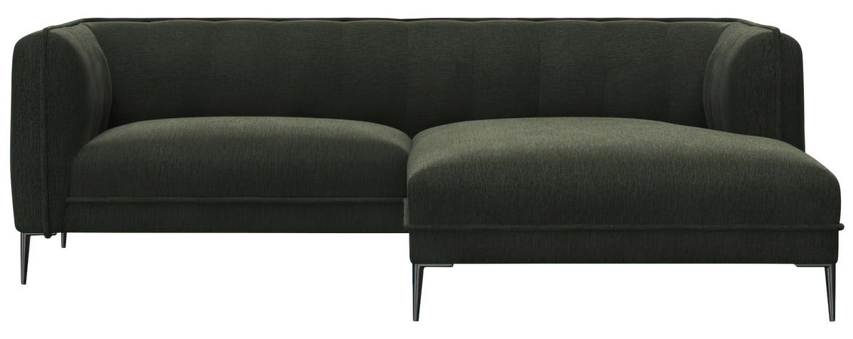ECKSOFA Waldgrün Chenille, Webstoff, Flachgewebe  - Waldgrün/Schwarz, Design, Holz/Textil (211/149cm) - Livetastic