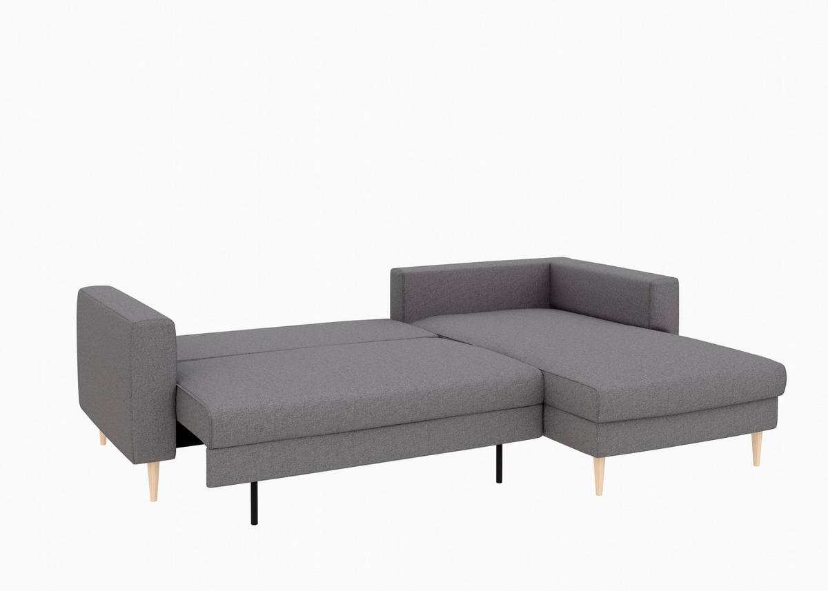 ECKSCHLAFSOFA  mit Rücken echt, Armteil links, Armteil rechts Struktur Anthrazit  - Anthrazit/Buchefarben, MODERN, Holz/Textil (232/161cm) - Trendmanufaktur