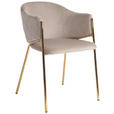 ARMLEHNSTUHL  in Samt  - Beige/Goldfarben, Design, Textil/Metall (60/78/53,5cm) - Ambia Home