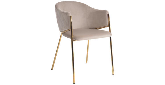 ARMLEHNSTUHL in Samt - Beige/Goldfarben, Design, Textil/Metall (60/78/53,5cm) - Ambia Home
