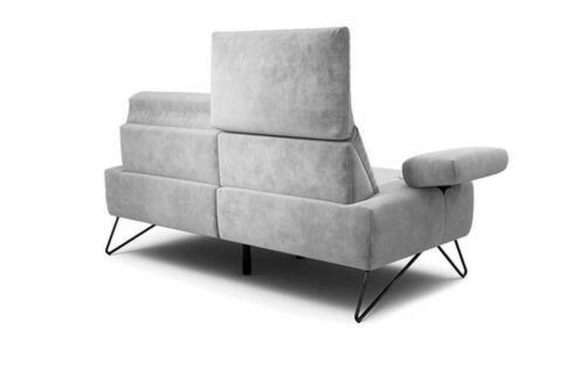 2-SITZER-SOFA in Samt Hellgrau  - Hellgrau/Schwarz, Design, Textil/Metall (164-194/85/86-94cm) - SENSOO