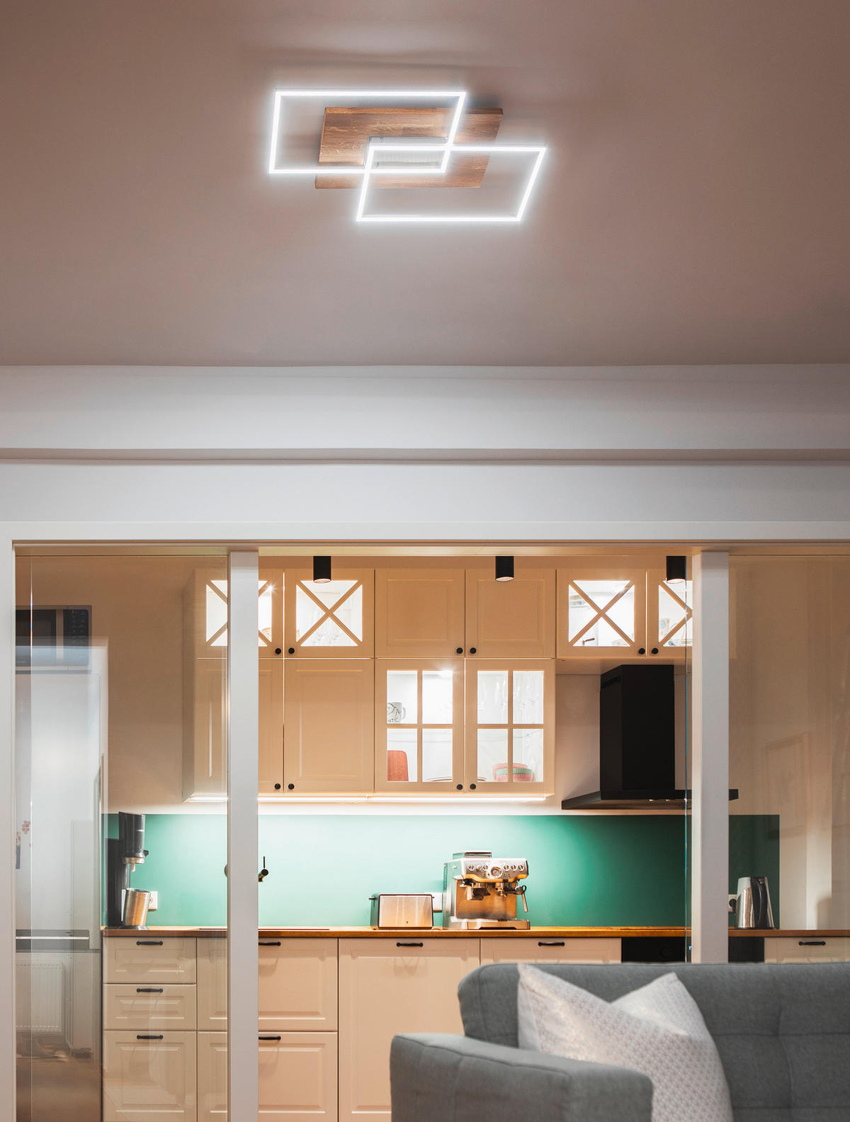 LED-DECKENLEUCHTE 15 W    50/42/7 cm  - Beige, Natur, Holz/Metall (50/42/7cm) - Waldwelt