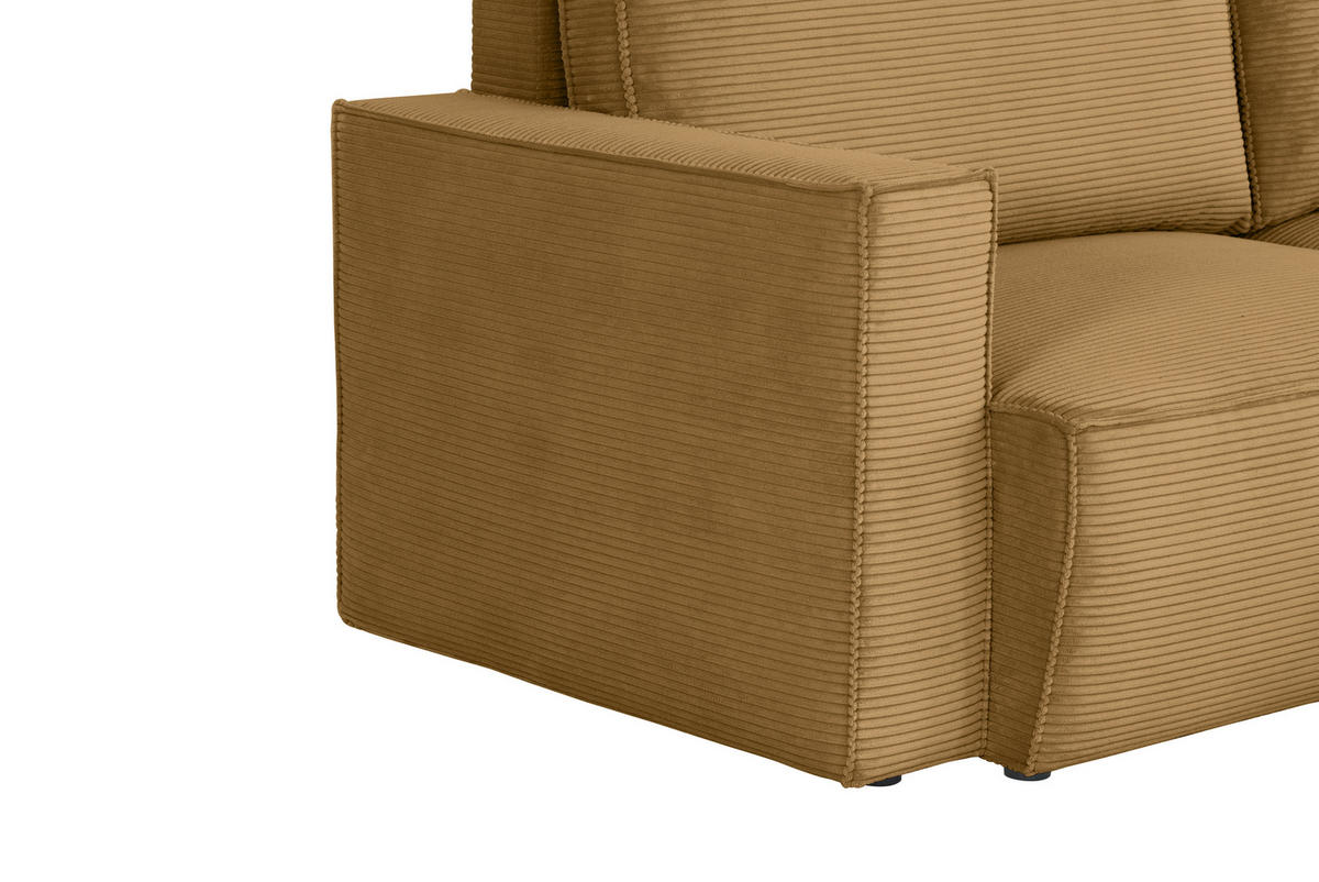 ECKSOFA Currygelb Feincord  - Currygelb/Schwarz, KONVENTIONELL, Kunststoff/Textil (242/151cm) - Carryhome