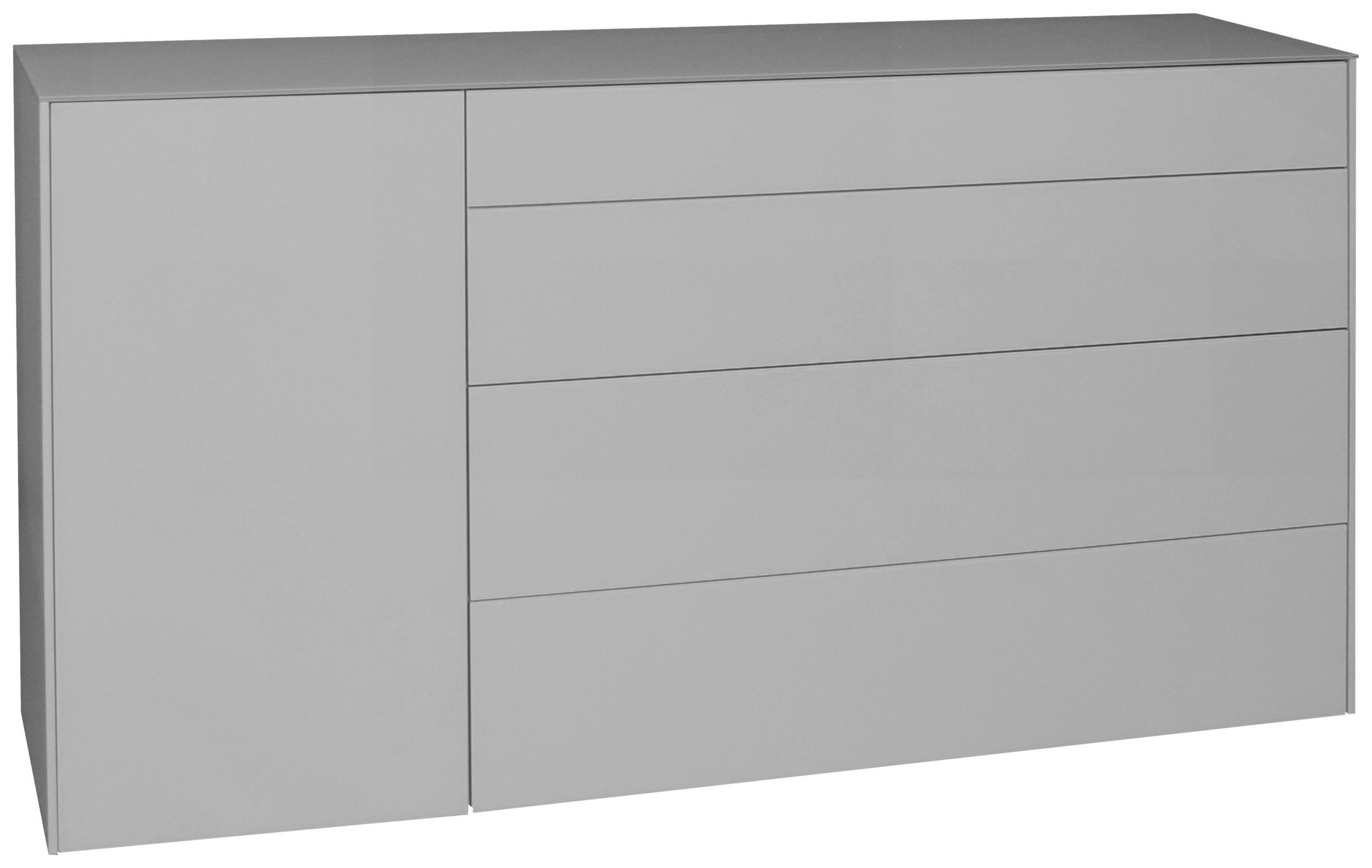 SIDEBOARD 169/89/42 cm  in Hellgrau  - Hellgrau/Schwarz, Design, Glas/Holzwerkstoff (169/89/42cm) - Novel