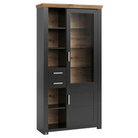 VITRINE  in Graphitfarben, Eiche Artisan  - Graphitfarben/Eiche Artisan, Design, Glas/Holzwerkstoff (104,5/206,6/42,2cm) - SetOne by Musterring