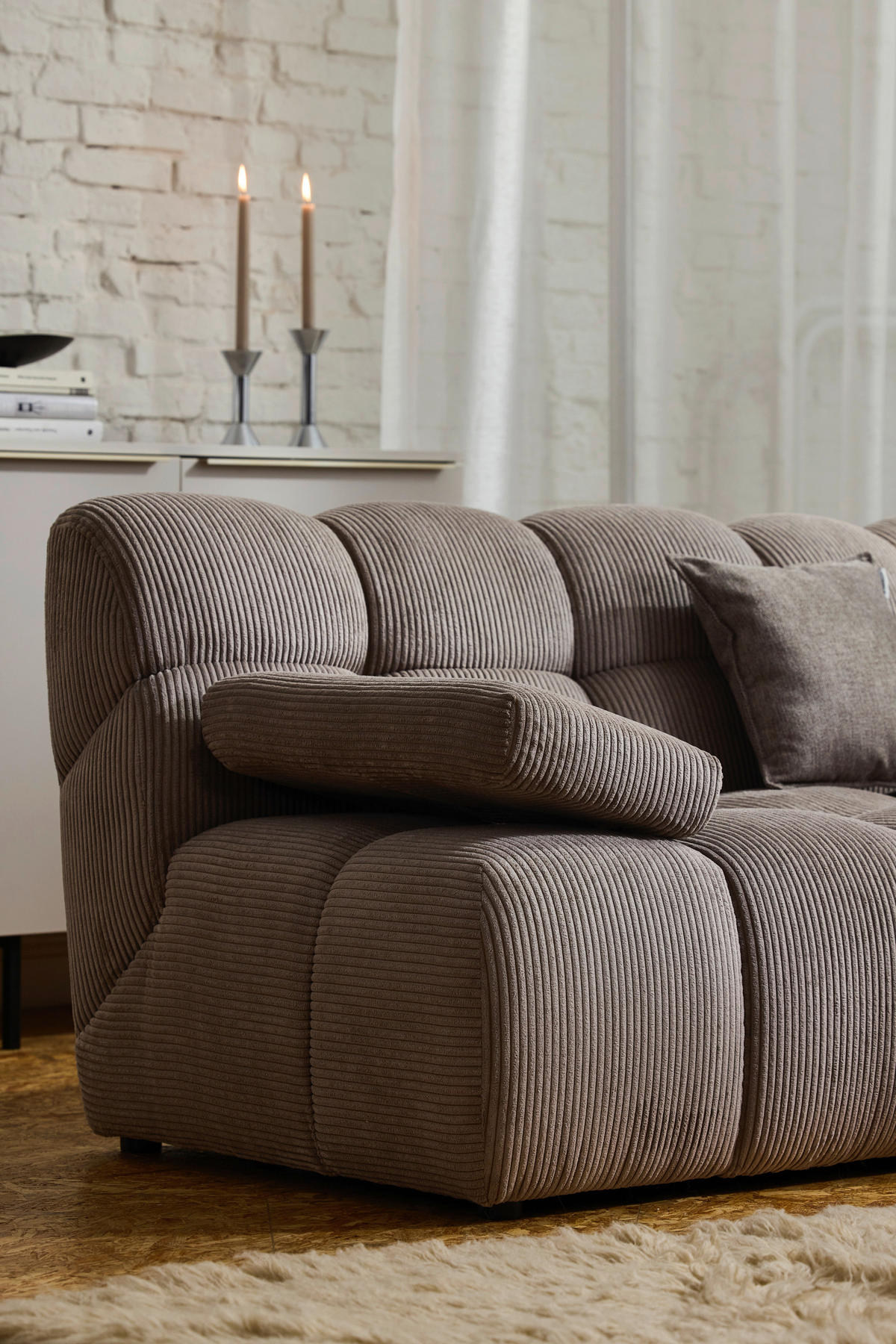 ECKSOFA Braun Cord Rücken echt  - Schwarz/Braun, KONVENTIONELL, Kunststoff/Textil (195/265cm) - Tom Tailor