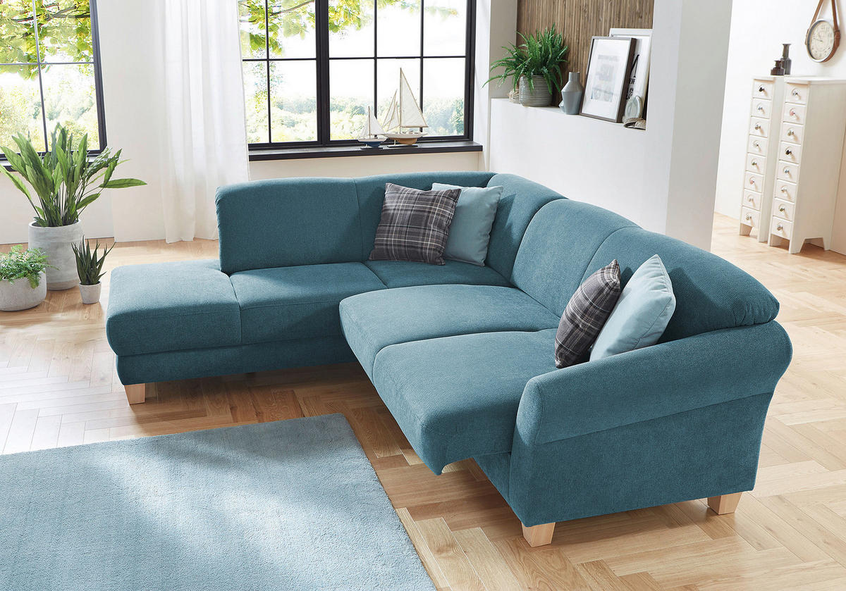 ECKSOFA in Flachgewebe Petrol  - Petrol/Naturfarben, Konventionell, Holz/Textil (212/257cm) - Sit & More