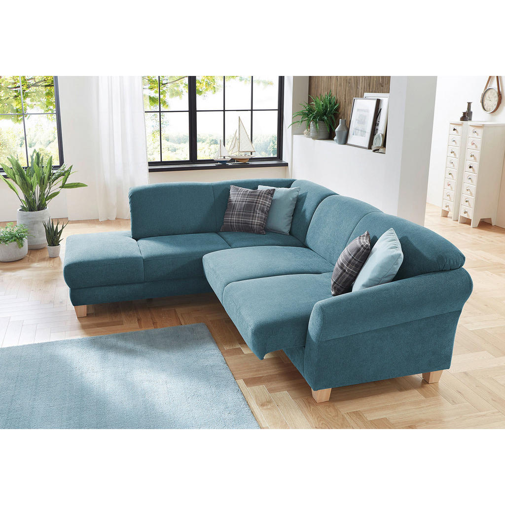 Thumbnail - Sit & More Ecksofa, Petrol, Textil, Buche, 6-Sitzer, Ottomane links, L-Form, 257x212 cm, Goldenes M, Oeko-Tex® Standard ...