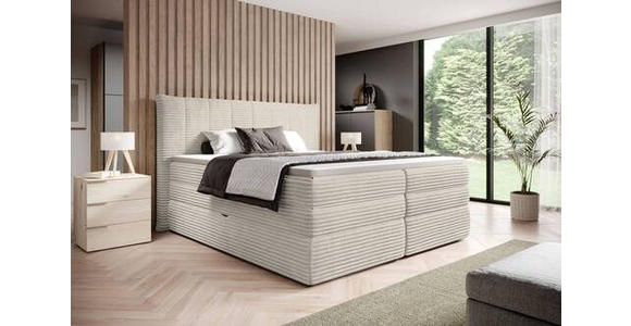 BOXSPRINGBETT 180/200 cm  in Sandfarben  - Sandfarben/Schwarz, Design, Kunststoff/Textil (180/200cm) - Esposa