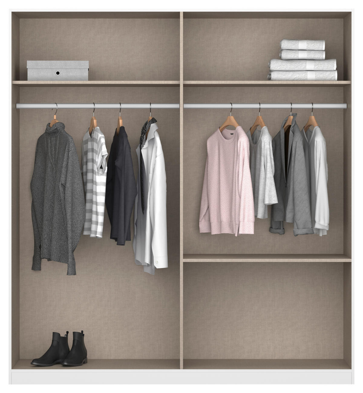 DREHTÜRENSCHRANK in Weiss, Eiche Artisan  - Weiss/Eiche Artisan, Modern, Holzwerkstoff (181/197/54cm) - Rauch Möbel
