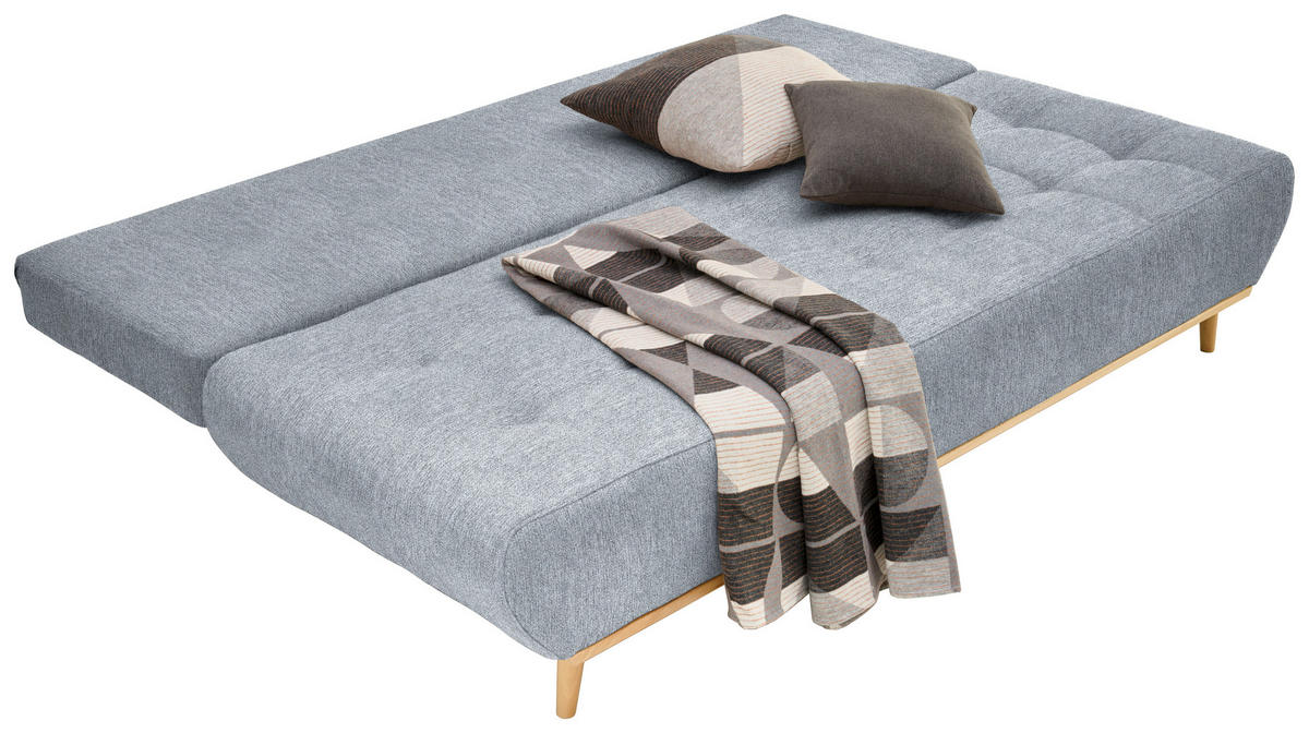 SCHLAFSOFA Flachgewebe Grau  - Beige/Naturfarben, Design, Holz/Textil (200/71/95cm) - Novel