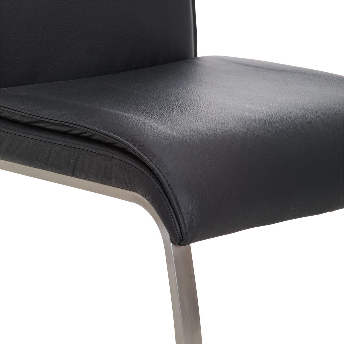 SCHWINGSTUHL  in Edelstahl Echtleder pigmentiert  - Edelstahlfarben/Schwarz, Design, Leder/Metall (46/99/62cm) - Livetastic