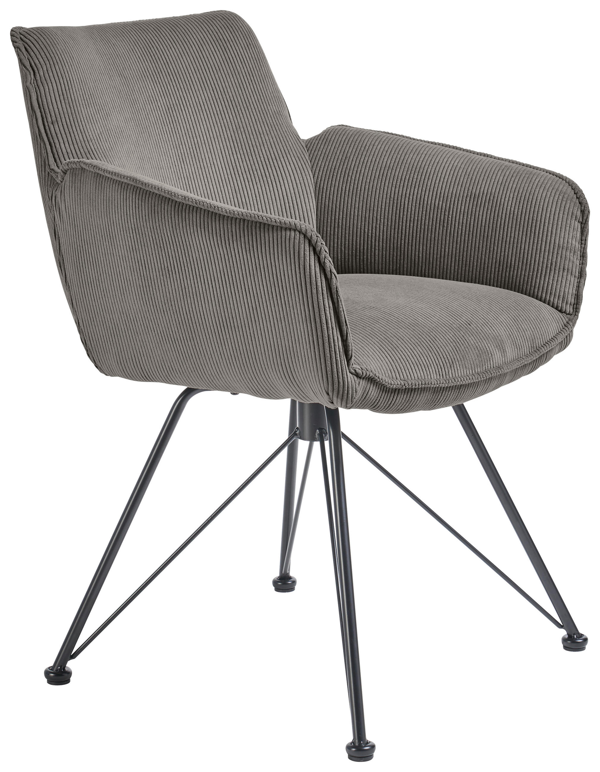 ARMLEHNSTUHL  Stoffauswahl, Typenauswahl Cord  Grau  - Schwarz/Grau, Design, Textil/Metall (60/84/65cm) - SetOne by Musterring