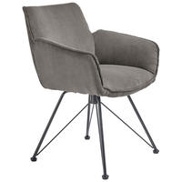 ARMLEHNSTUHL  Stoffauswahl, Typenauswahl Cord  Grau  - Schwarz/Grau, Design, Textil/Metall (60/84/65cm) - SetOne by Musterring