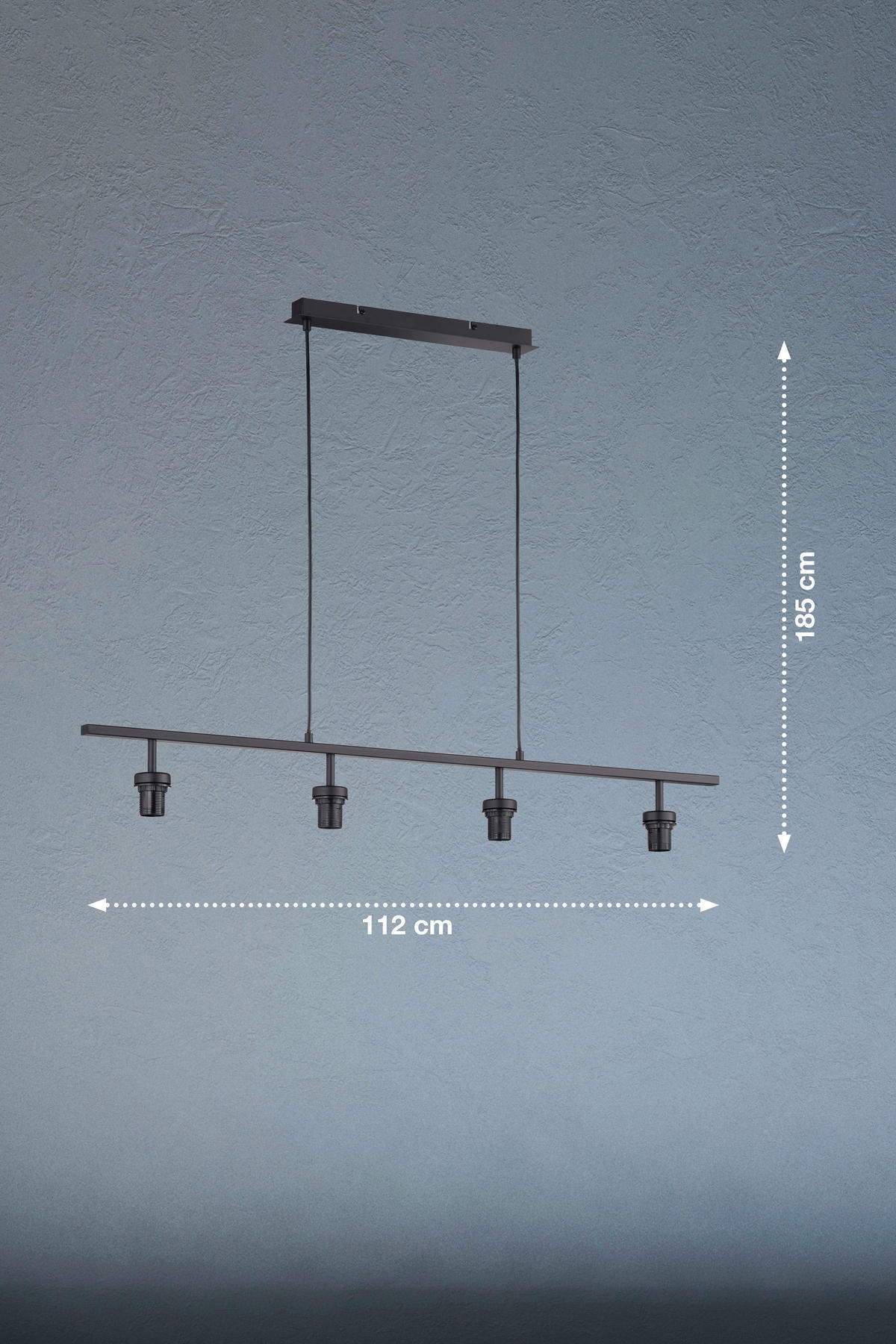 HÄNGELEUCHTE 112/5,7/185 cm    - Schwarz, Basics, Metall (112/5,7/185cm) - Fischer & Honsel