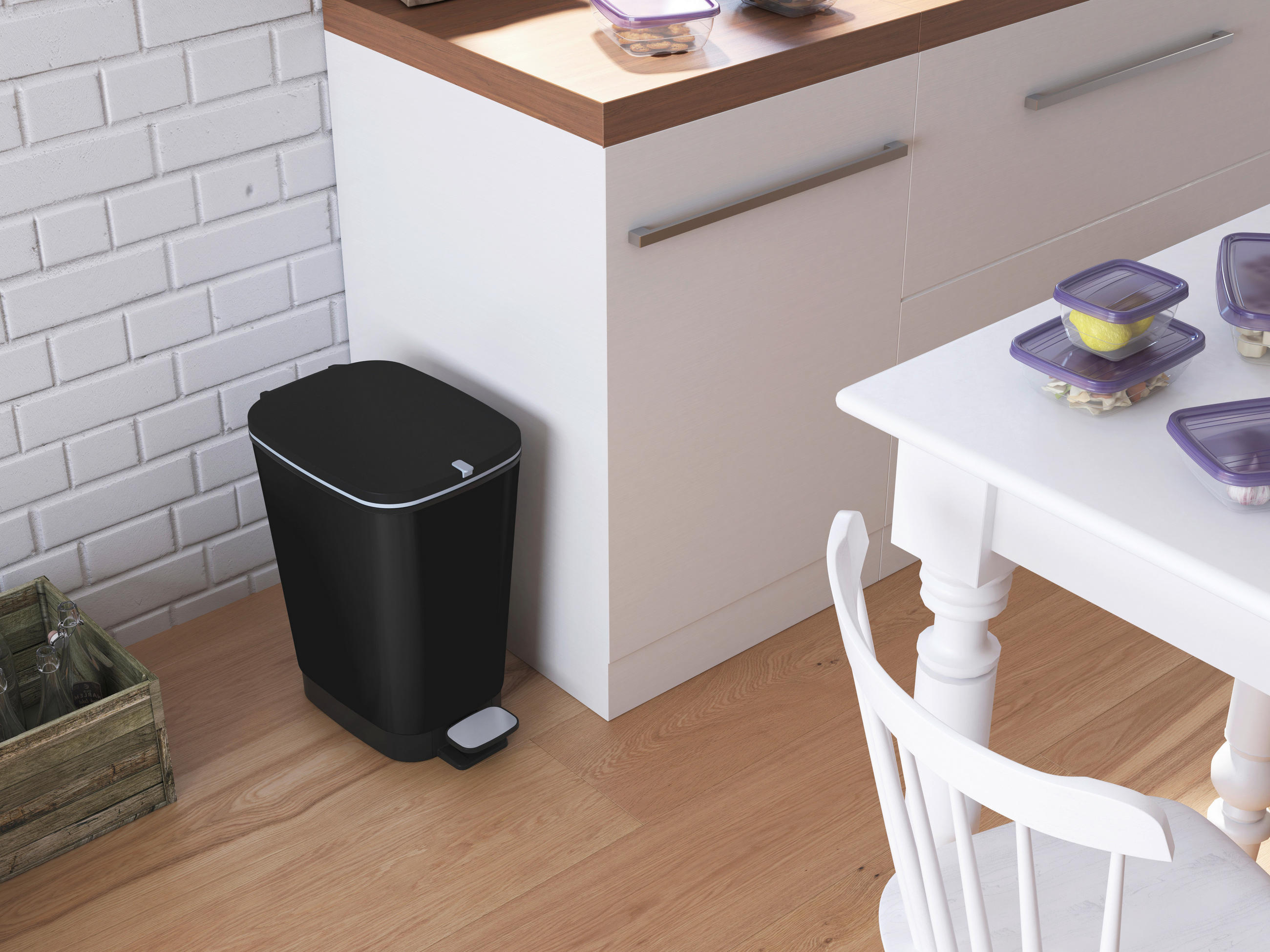 ABFALLEIMER 45 L  - Schwarz, KONVENTIONELL, Kunststoff (44,5/60,5/29cm)